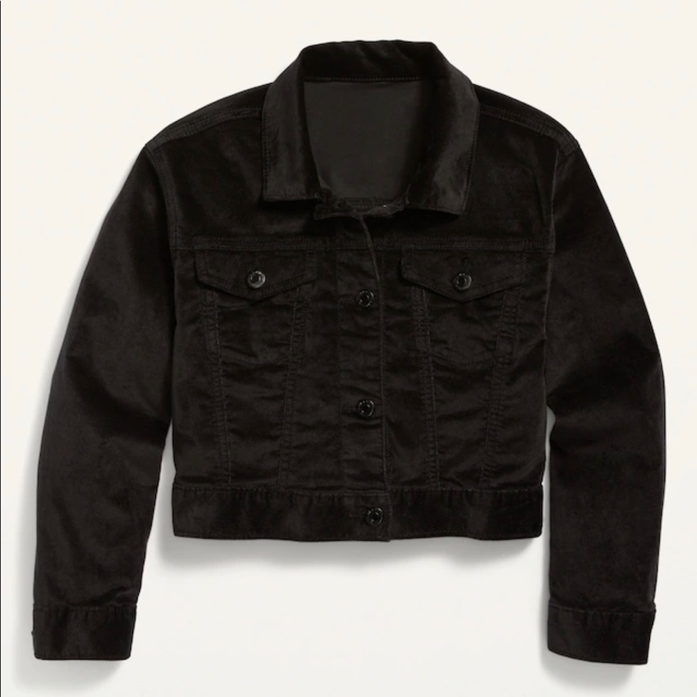 Old Navy Cropped Black Velvet Jacket Girls Plus XL